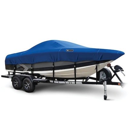 Eevelle Boat Cover SKI BOAT Low Profile Windshield w/ Outboard 16ft 6in L 86in W Pacific Blue SBSK1686B-RYL